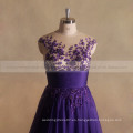 Rebordeado ajuste para la gasa púrpura vestido de novia